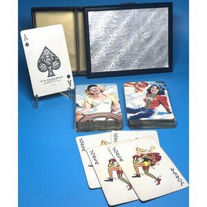 Rare 1940's E.E. Fairchild Sailor & Snow Girls Bridge Cards Double Deck Complete